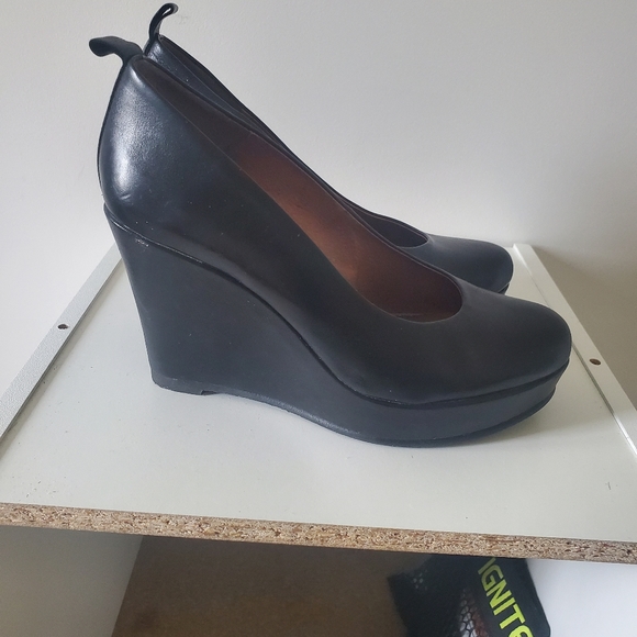 Real leather black wedge pumps - Picture 2 of 6